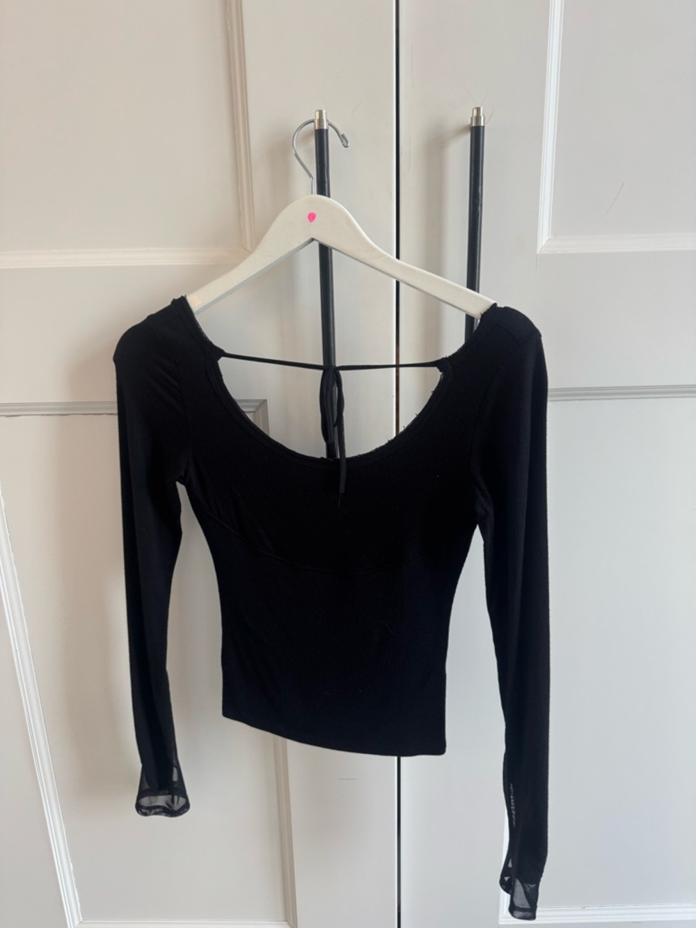 Joah Brown Black Long-Sleeve Scoop Back Tie Top - Picture 5 of 8